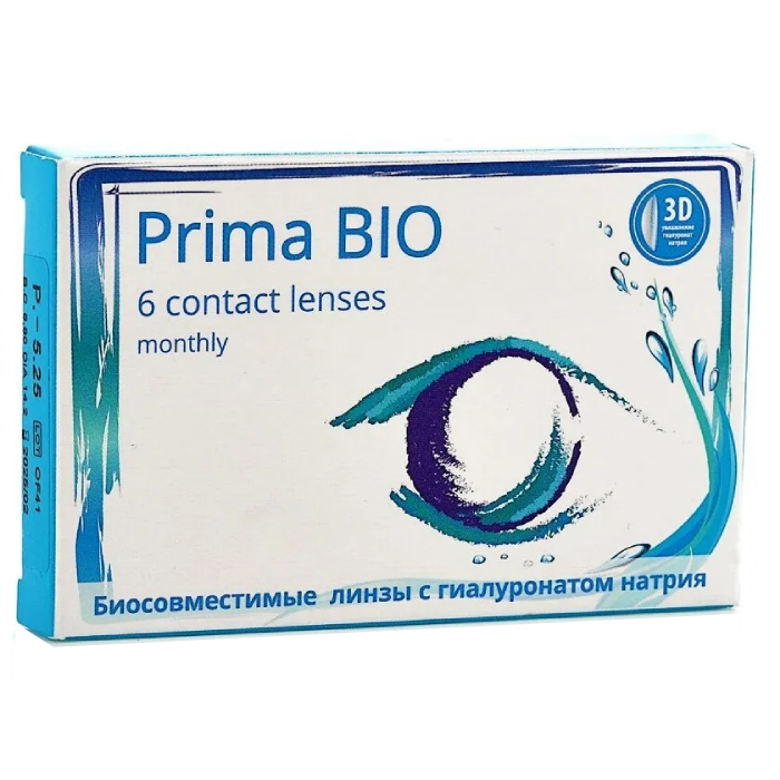 Линзы прима. OKVISION prima Bio. ОКВИЖЕН линзы Прима био. Биосовместимые линзы с гиалуроном натрия OKVISION prima Bio. Контактные линзы OKVISION prima Bio (6 линз.